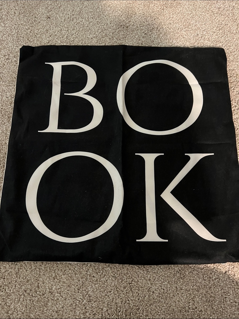 Black 'BOOK' Graphic Pillow Cover